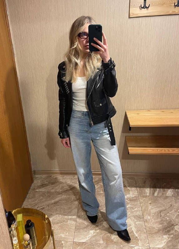 Куртка-косуха из натуральной кожи ягненка Maje, размер S