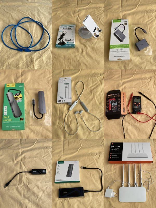 Тонометр, клавиатуры, удлинители, столик для ноутбука, геймпад, колонки, адаптеры, мультиметр, наушники, роутер, кейс для SSD