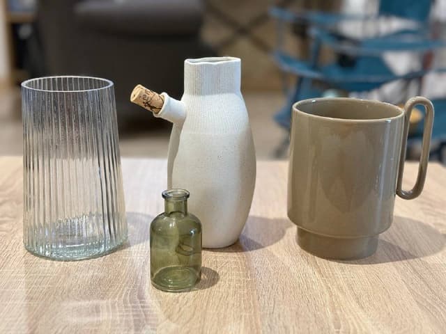 Стеклянная ваза, керамический кувшин, флакон, кофеварка, термостакан, формы для запекания и льда