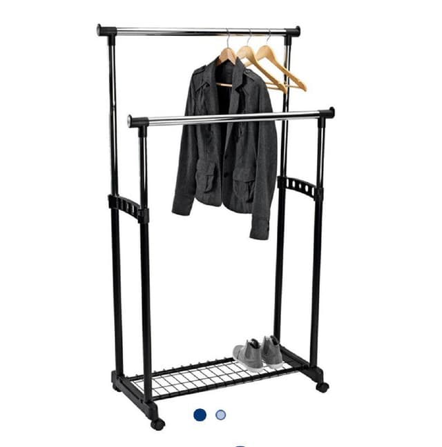 Напольная вешалка на колесиках в два ряда