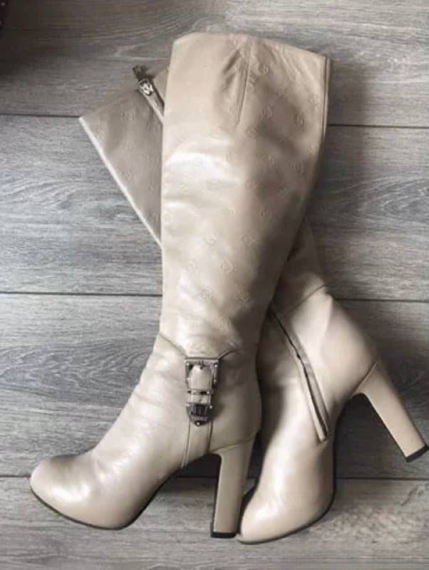 Кожаные сапоги Loriblu бежевые кремовые размер 36.5