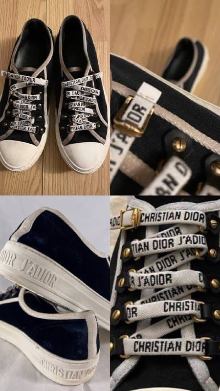 Кеды Dior Navy Blue Canvas Walk'n'Dior Low Top Sneakers Size 37 1