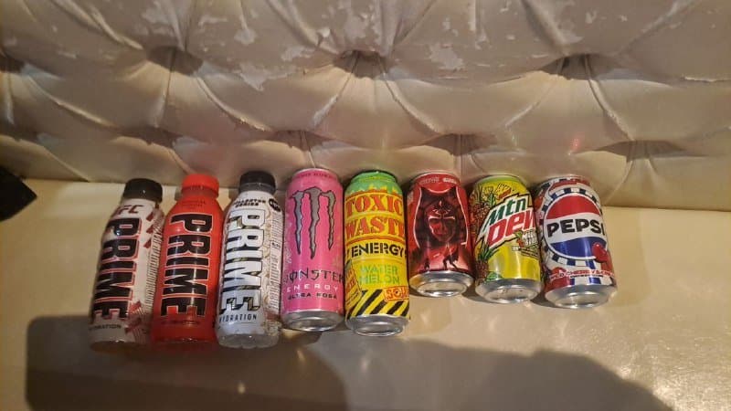 Набор энергетических напитков Prime, Monster, Toxic, Pepsi, Mountain Dew