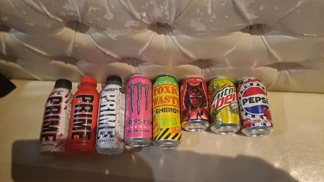 Набор энергетических напитков Prime, Monster, Toxic, Pepsi, Mountain Dew
