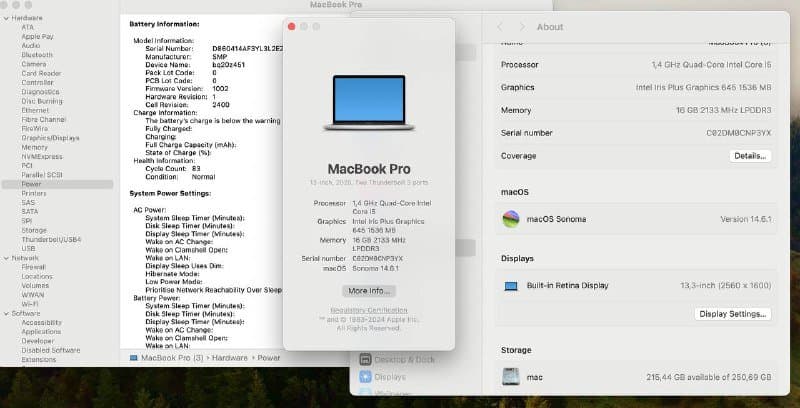 Macbook Pro 2020 i5 16GB 256GB 2