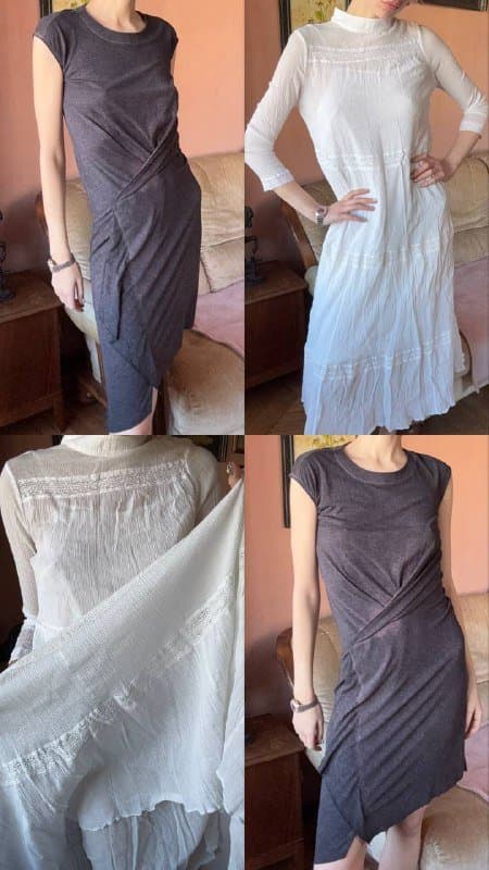 Белый худи, серый пиджак Zara, футболки Diesel, Superdry, Dickies, платья Allsaints 6