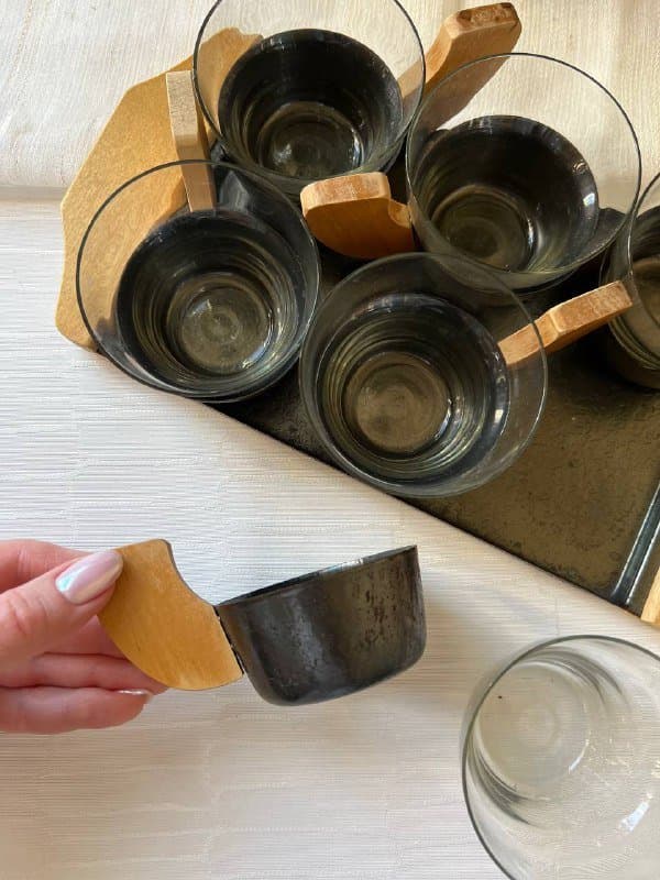 кофейный набор с подносом 6 чашек 5