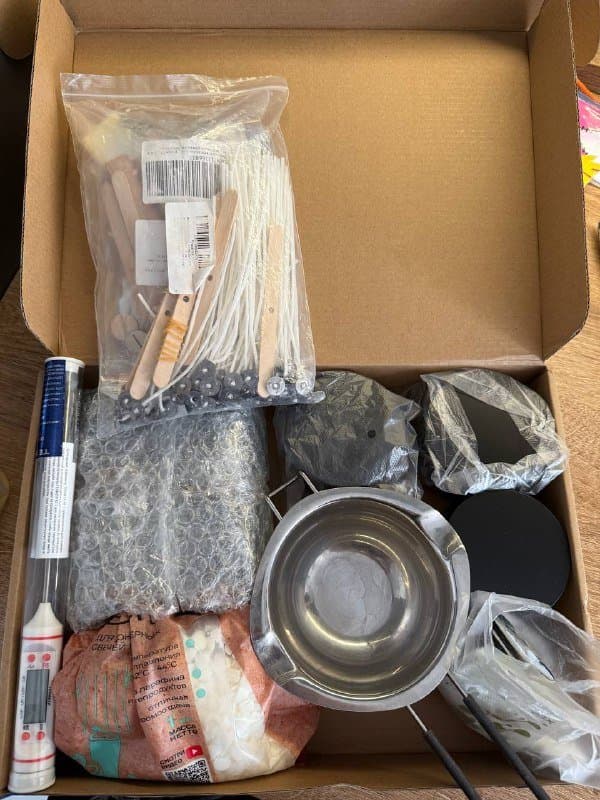 Набор для создания свечей соевый воск, баночки, фитили