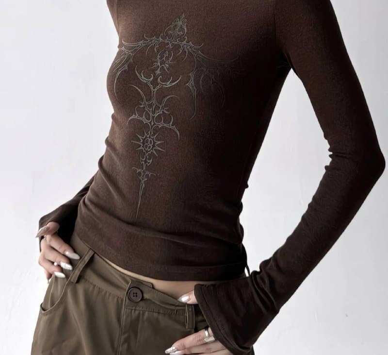 Женская коричневая тонкая кофта с длинными рукавами