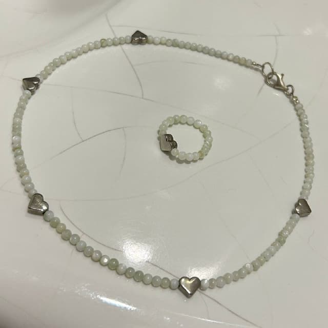 Набор украшений чокер и кольцо из серебра и камня