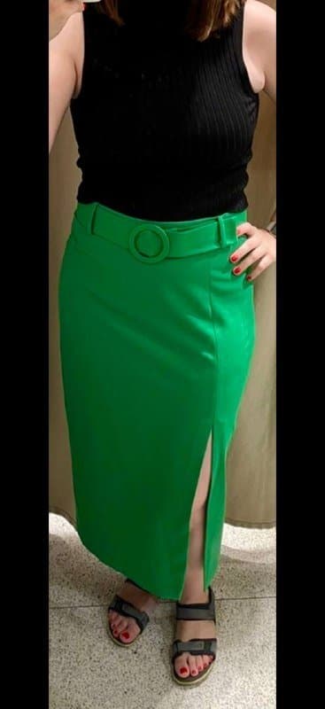 зеленая юбка карандаш Zara с разрезом XL