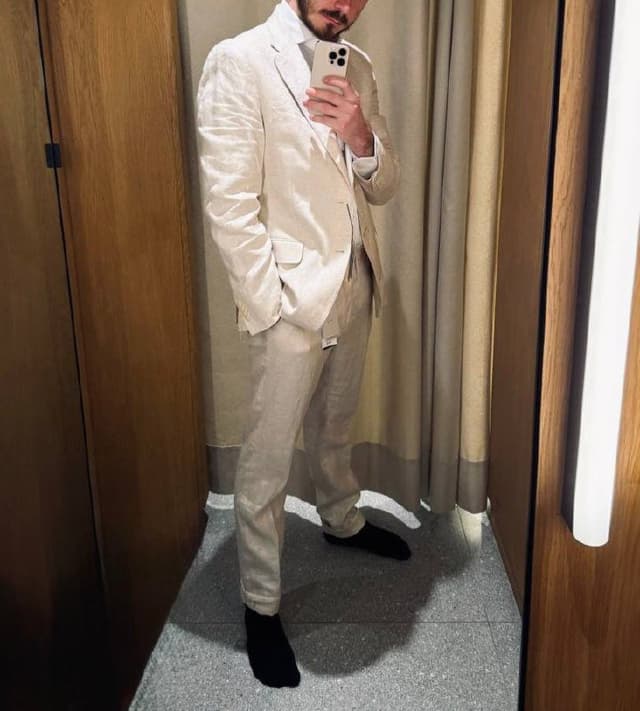 Мужской льняной костюм Zara, рубашка, брюки, пиджак