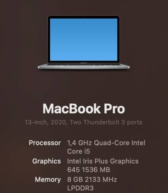 MacBook Pro intel i5 13.3 2020 4