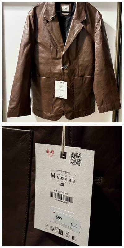 Кожаная куртка Zara натуральная коровья кожа размер M