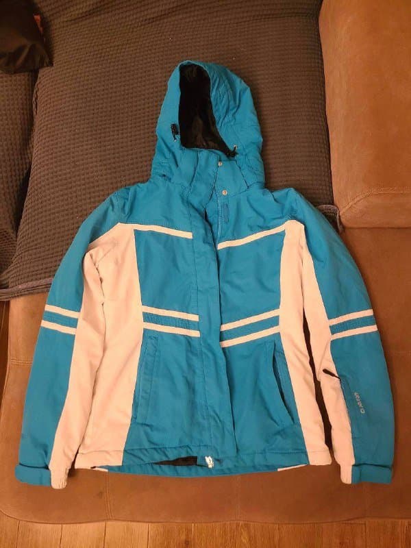 Горнолыжная куртка, штаны с подтяжками, кожаные перчатки