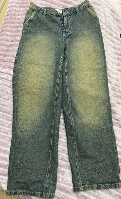 Брюки Паллацо, кожаные шорты, джинсы черные, синие, багги с потертостями 4