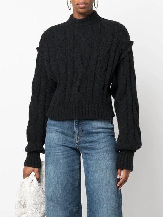 Черный свитер из альпаки, джинсовая юбка Paloma Wool 2