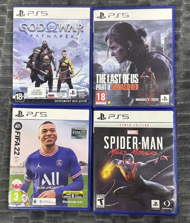 Диски для PS5 The Last of Us 2, Spider Man, FiFA 2022, God Of War Ragnarok