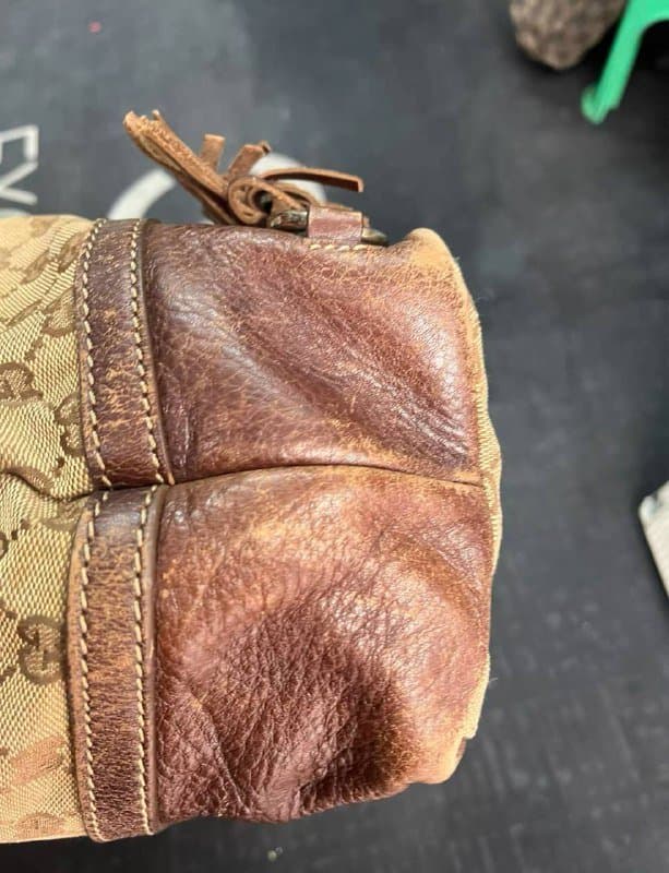 Оригинальная сумка Gucci винтаж натуральная кожа канвас 4