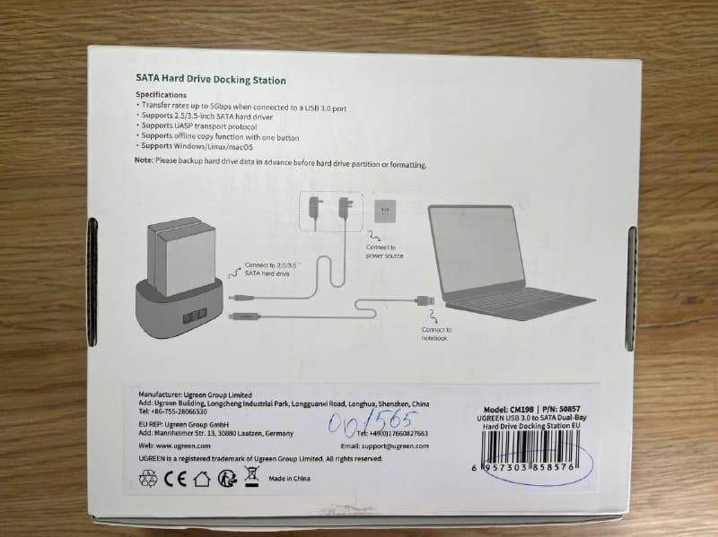 Док станция для HDD UGREEN CM198 USB 3.0 To SATA Dual-Bay 4