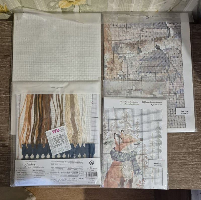 Наборы для вышивания с рисунками лис и шишек 2