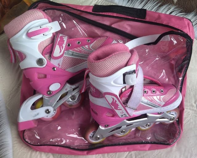 Роликовые коньки розовые регулировка 32-34