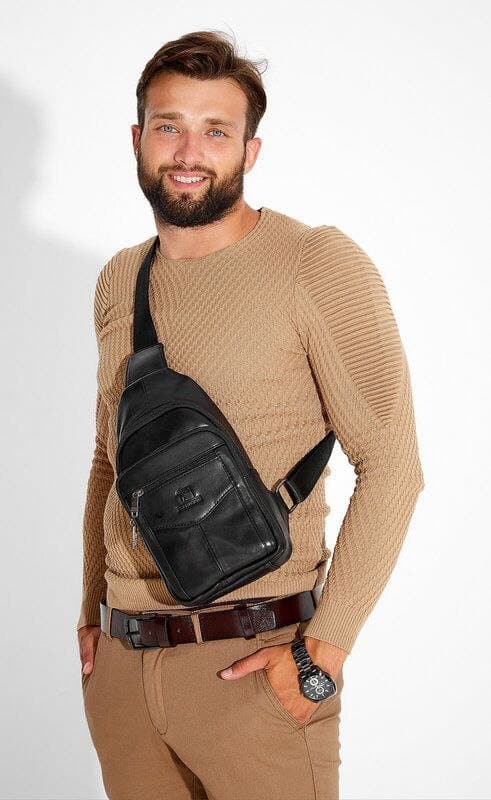 Мужская сумка-слинг из натуральной кожи