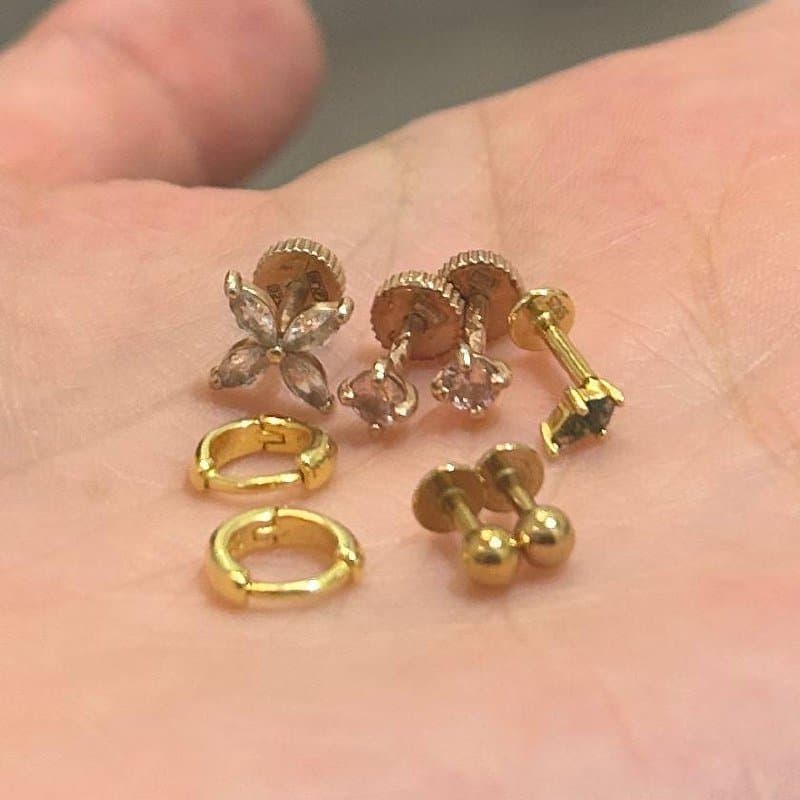 Пирсинг серебро 925 с фианитами 1