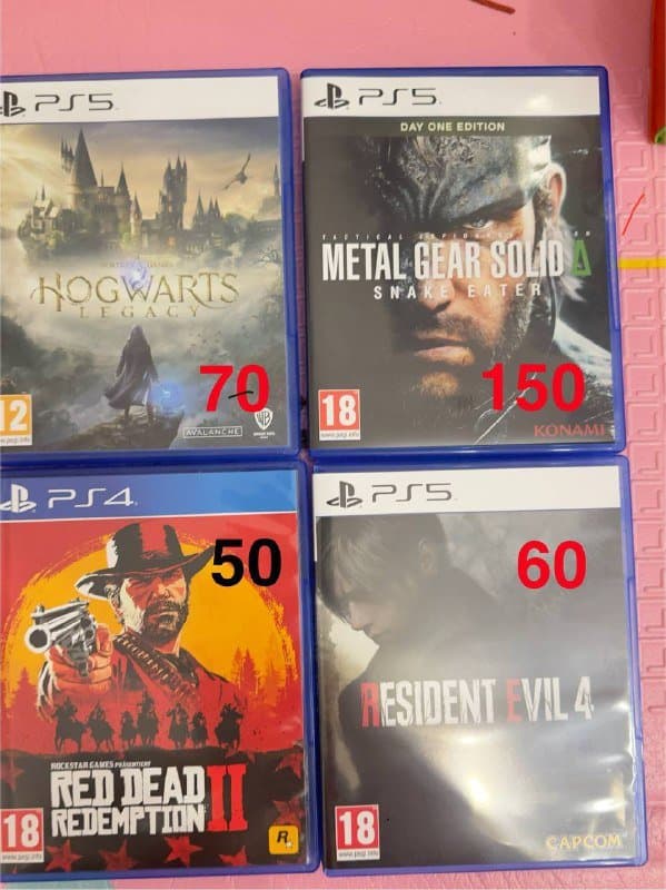 Диски игры PS4 PS5 Hogwarts Legacy, Metal Gear Solid, Red Dead Redemption, Resident Evil 4
