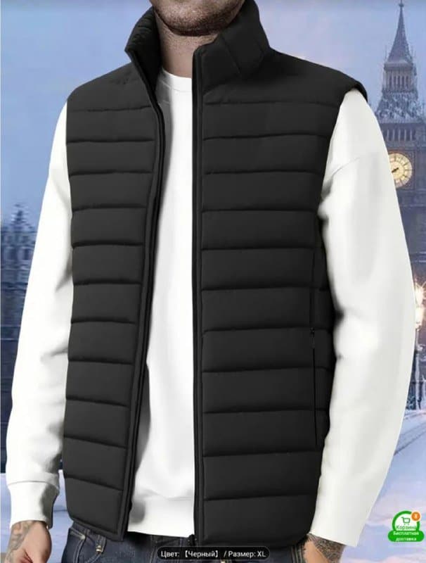Мужской тонкий теплый жилет XL 4