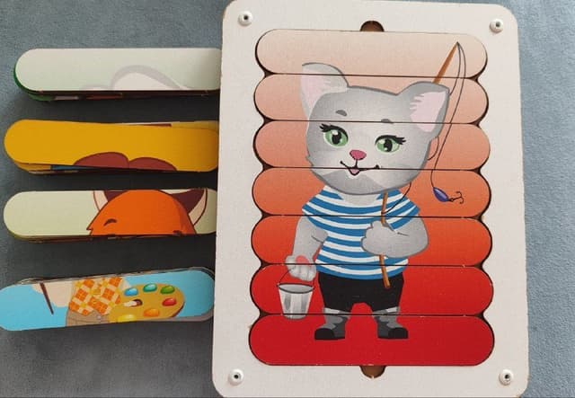 Пазлы-палочки деревянные 5 рисунков