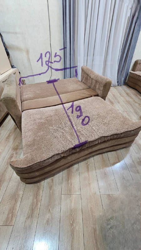 Раскладной диван и 2 кресла с ящиками для хранения