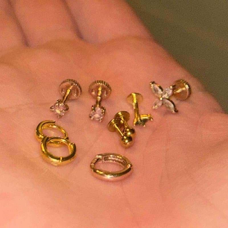 Серьги серебро 925, пирсинг хирургическая сталь 1