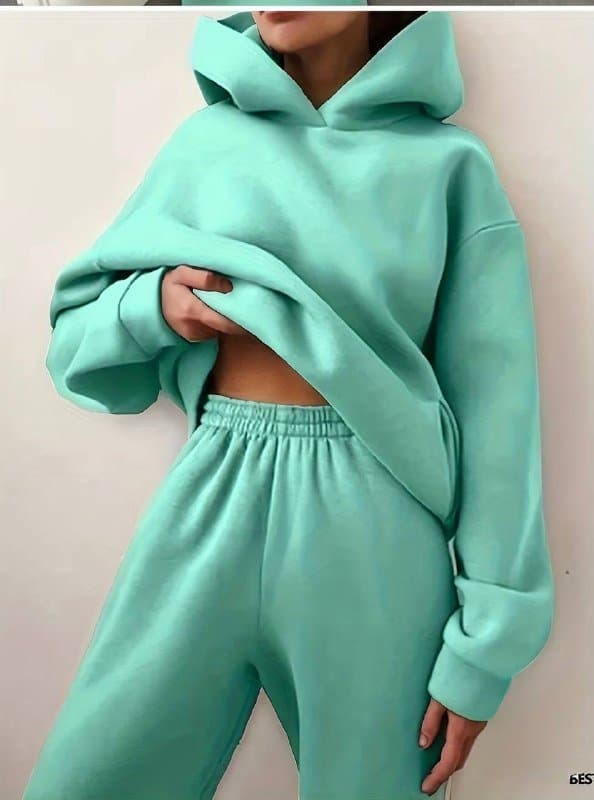 Утепленный спортивный костюм бирюзового цвета, размер L 1