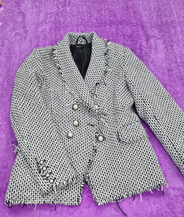 Женский жакет из твида чёрно-белый