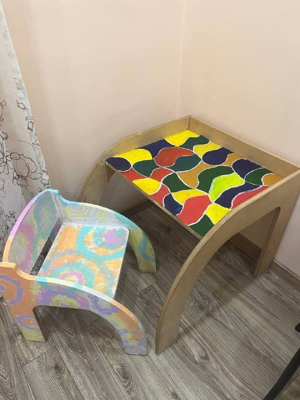 Детский деревянный набор стул и стол