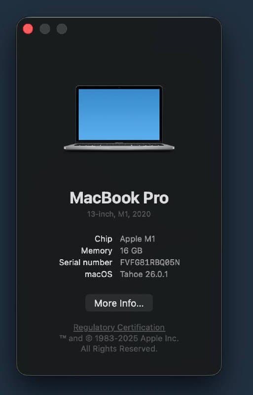 MacBook Pro 13-inch M1 2020 16GB 256GB