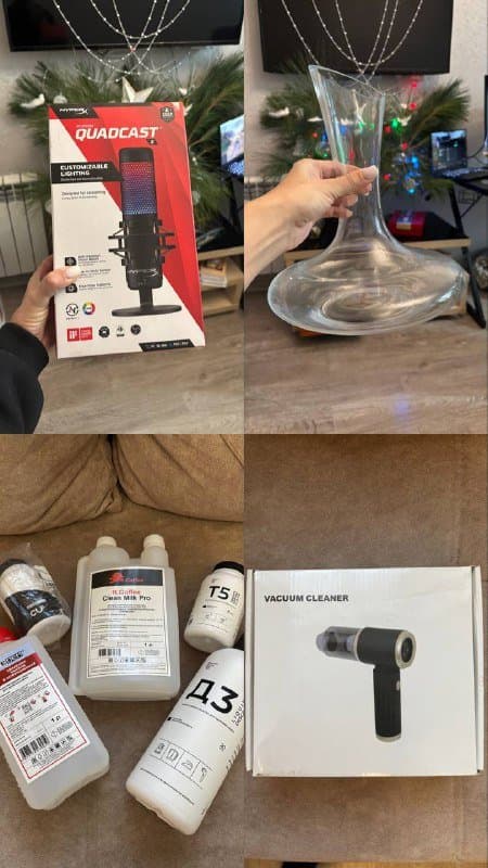 Ролик для массажа, микроволновка, гриль, книги, стабилизатор, чистка для кофемашины, декантер, кофейная станция, микрофон, перчатки, простынь, вентилятор 2