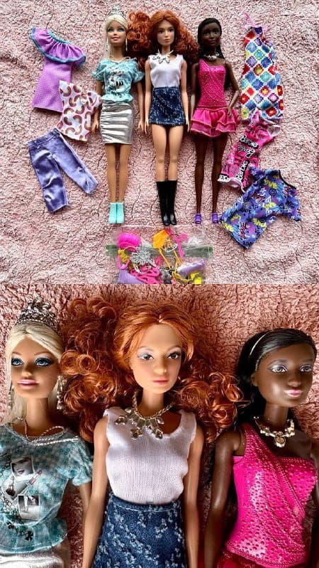 Лот кукол барби, три куклы с одеждой и аксессуарами