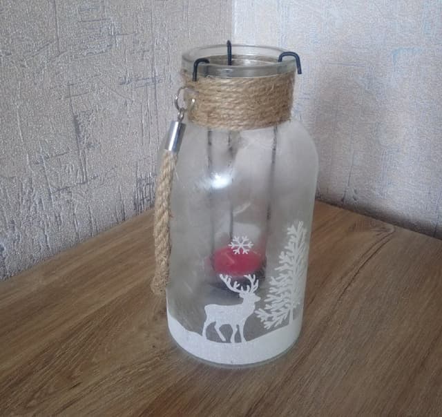 Новогодний фонарик подсвечник в банке