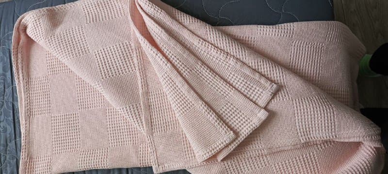 Хлопковое покрывало-плед розового цвета 220х240 см 3