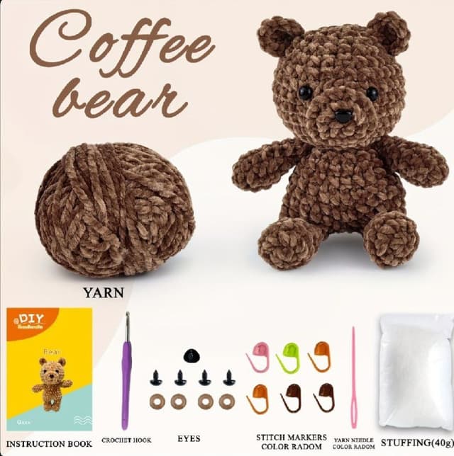 Набор для вязания крючком мишка кофейный