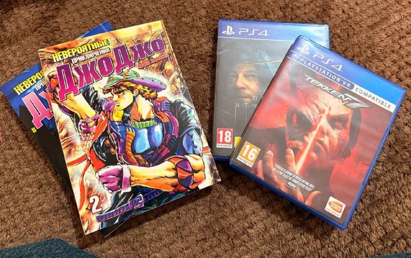 ДжоДжо 1,2 том, игры Death Stranding, Tekken 7, наборы лего, духи Viva la Juicy Neon 1