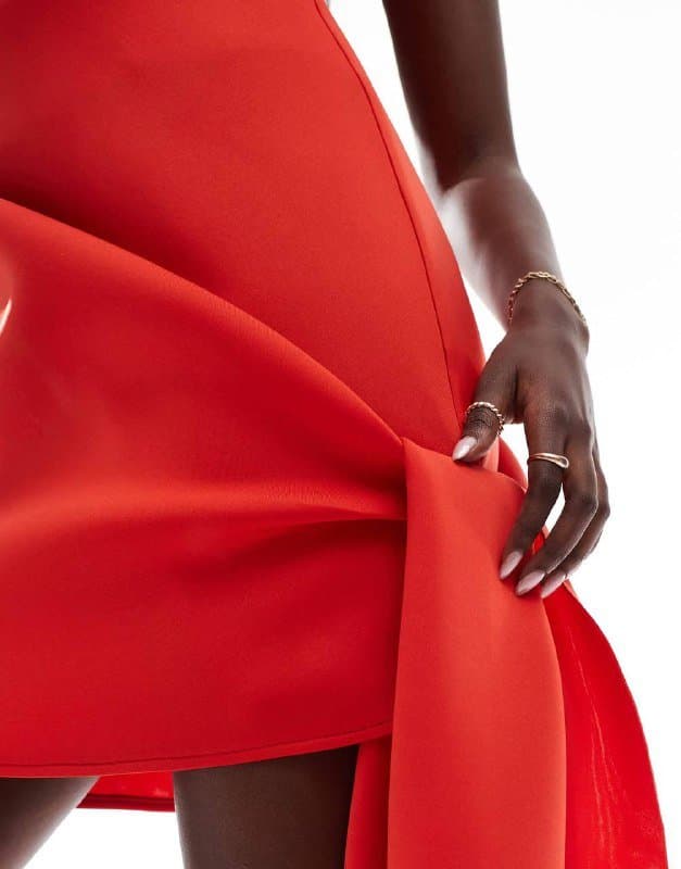 Красное мини-платье ASOS DESIGN S/M, с подкладом, со шлейфом 9
