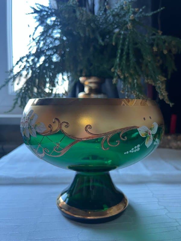 Фруктовница стеклянная с позолотой