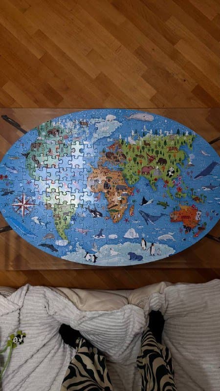 Пазл с картой мира и животными 3