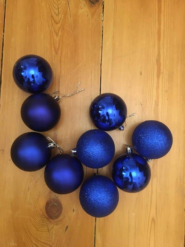 Синие новогодние украшения шары 9 шт