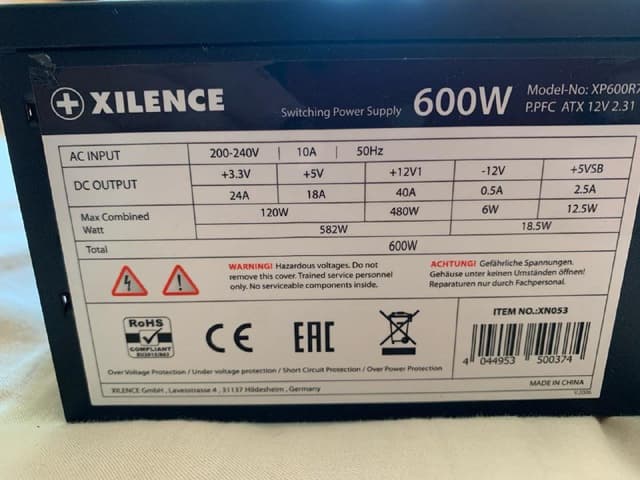 видеокарта Sapphire RX 580, RAM HyperX 16GB DDR4, блок питания XILENCE 600W, процессор Ryzen 5 2600X