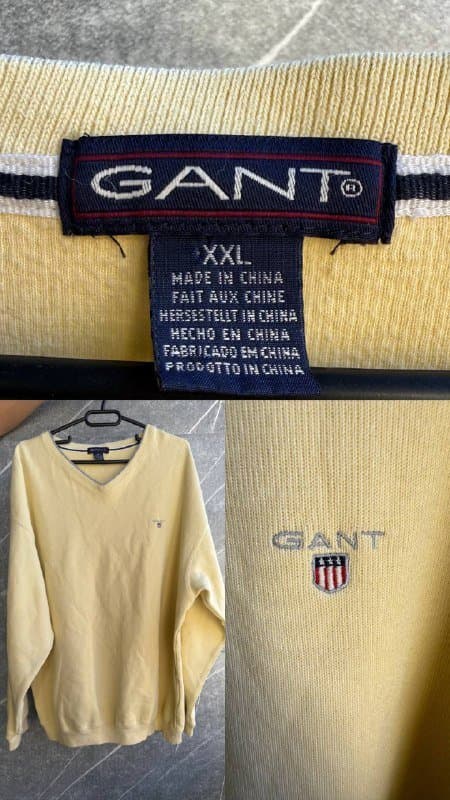 Свитер GANT мужской желтый XXL