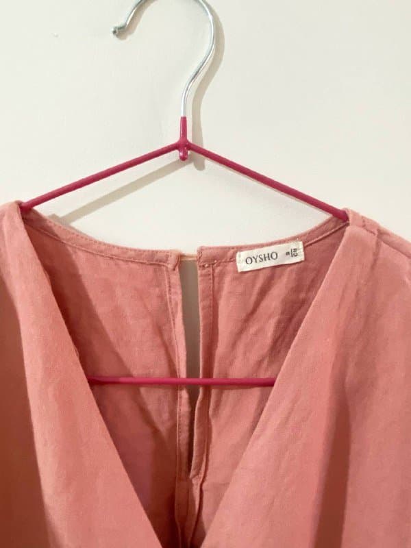 летний женский комбинезон OYSHO S-M лен вискоза светло розовый 2